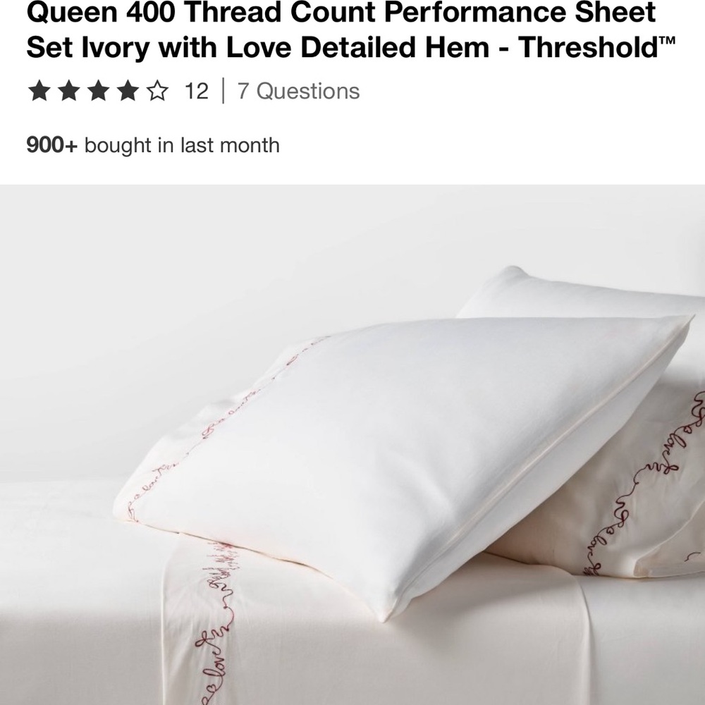 Brand New Target Valentine’s Day Elegant White and Red Embroidered Bedding Set